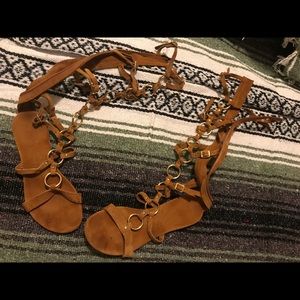 Knee high free people gladiator sandals